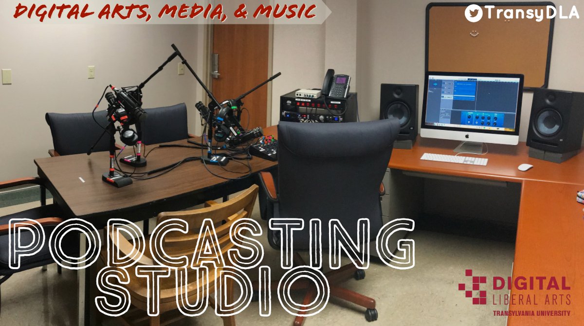 TransyDLA's tweet photo. Check out some of our new #DigitalCreativeSpaces! The Green Screen Studio, DArt Lab 2, and Podcasting Studio primarily support our Digital Arts &amp; Media and Music Technology majors and minors, but are open to ALL @Transy faculty and students!

https://t.co/Il3BQ2sCMk https://t.co/KtD8msGK4P