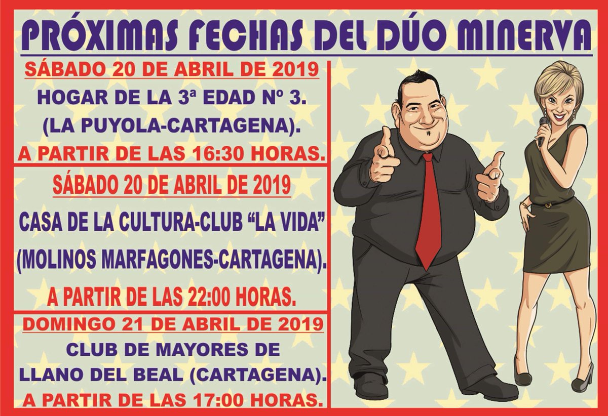 duominerva's tweet photo. Las próximas actuaciones del @duominerva para este fin de semana. ¡¡Os esperamos!! https://t.co/CYWDt51Yvh https://t.co/uChaATnLrY