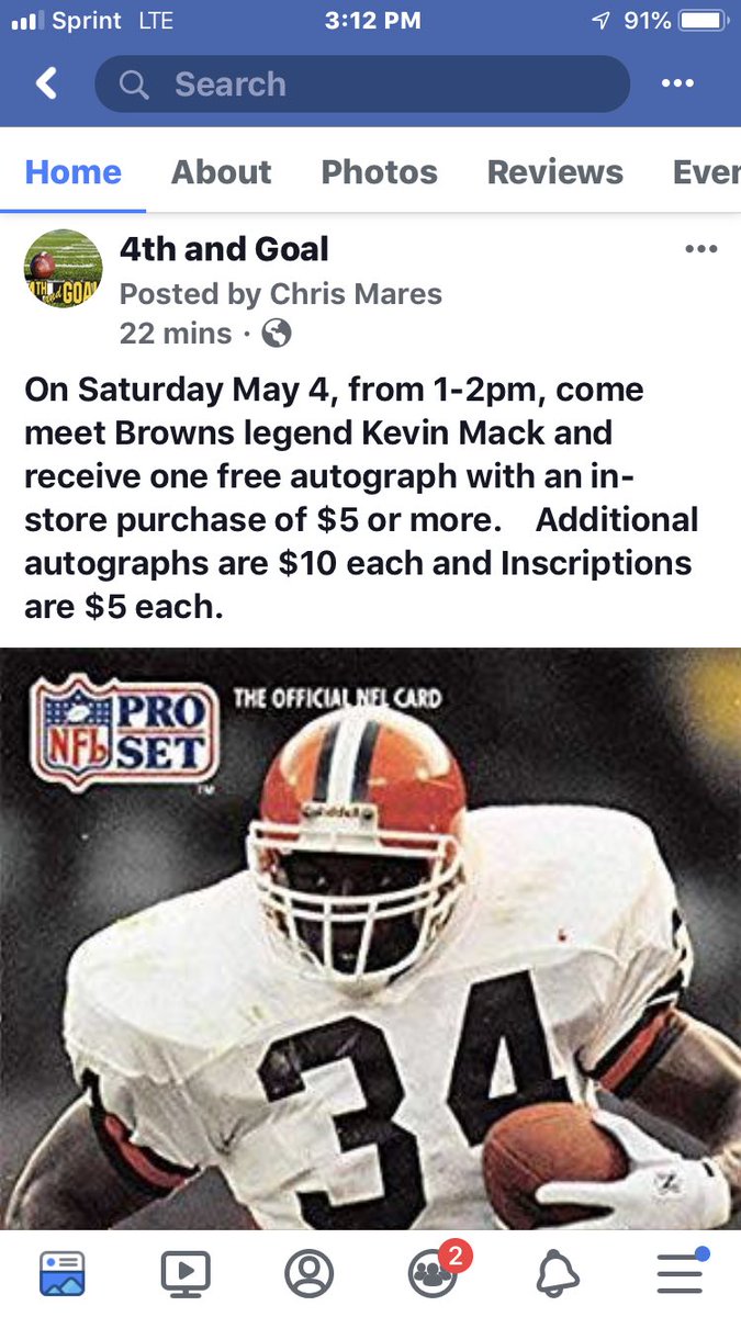 Kevin Mack autograph appearance! Details in photo! #Browns #ClevelandBrowns #autographs