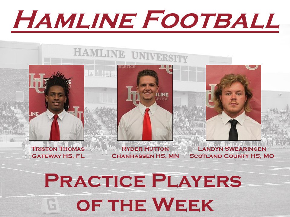 We're halfway through Spring Ball 2019! Please join us in congratulating our Practice Players of the Week ♦️ #HamlineFootball #ATS
