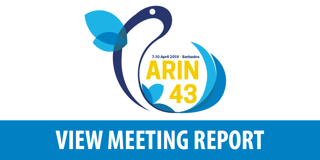 TeamARIN's tweet photo. The #ARIN43 Meeting Report is out! This comprehensive report includes all
presentations, links to daily recaps on TeamARIN, transcripts, and
webcast archives. https://t.co/IL878jDRE4 https://t.co/Gb0qh1IyrM