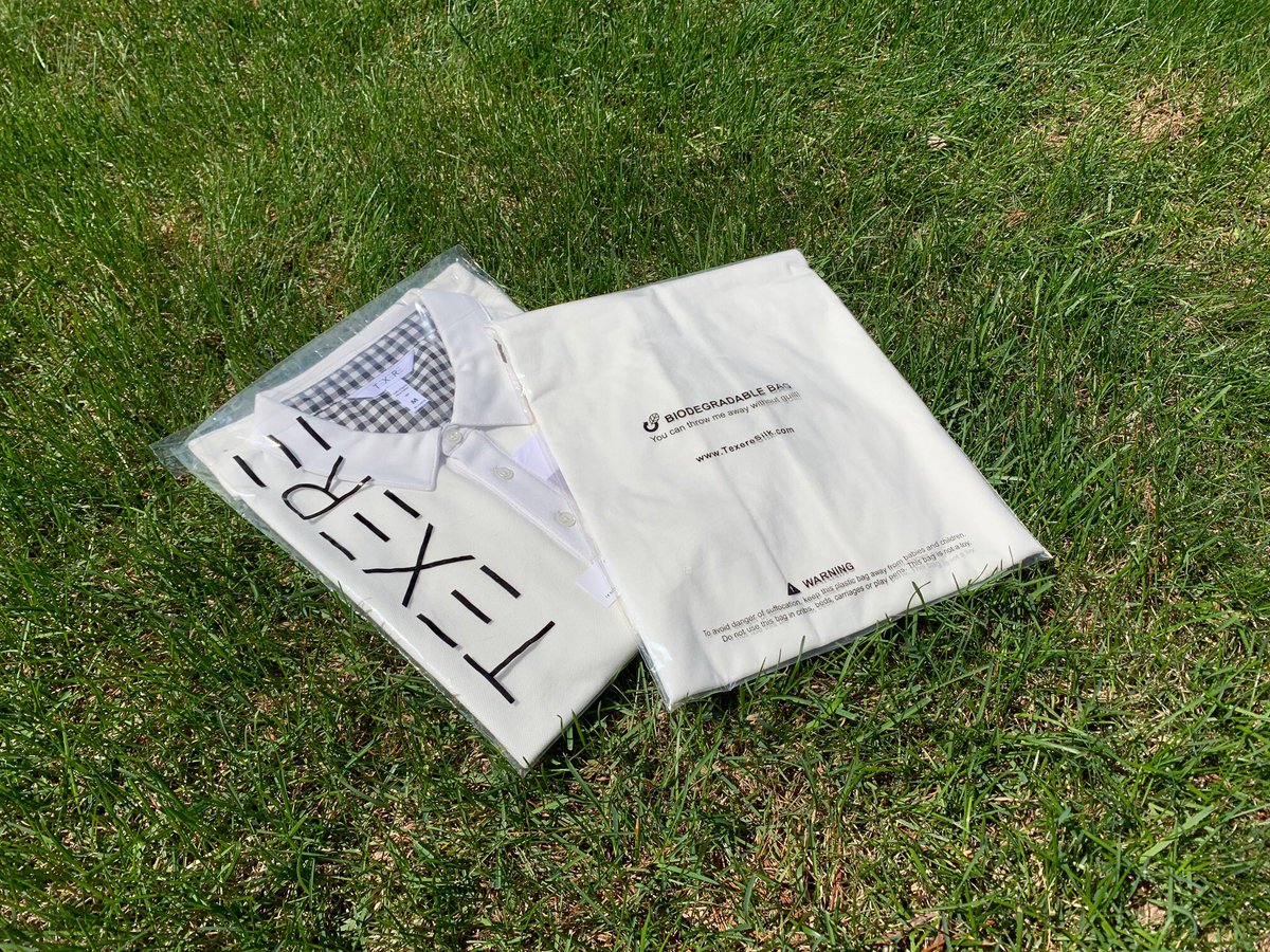 TexereSilk's tweet photo. We are thrilled to announce the introduction of our biodegradable poly bags! Currently available for our new men’s arrivals &amp; now a major company goal to expand use to all our products - stay tuned!  #TexereSilk #biodegradable #nomoreplastic #sustainablefashion #ecofriendly https://t.co/YSCU8t2QzX