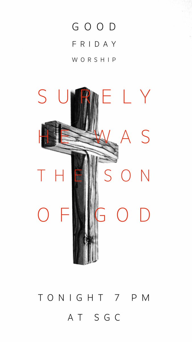 SGCY's tweet photo. Friends , join us in remembrance of Christ’s death tonight as we worship and bring praise to the one who loved us till the end 

Tonight at 7:00 PM https://t.co/JHKAYWp3Ik
