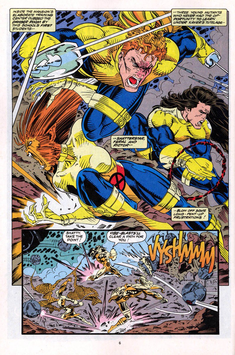 X-FORCE (1991)>#13-#16Rictor joins X-Force. X-cutioner Song begins, the X-men think Cable attacked Charles Xavier. X-force is arrested. >>#19 New uniforms. Here we can see ‘Star and Ric training together (plus Feral)>#20-#24X-F lives now in Camp Verde, visit Graymalkin