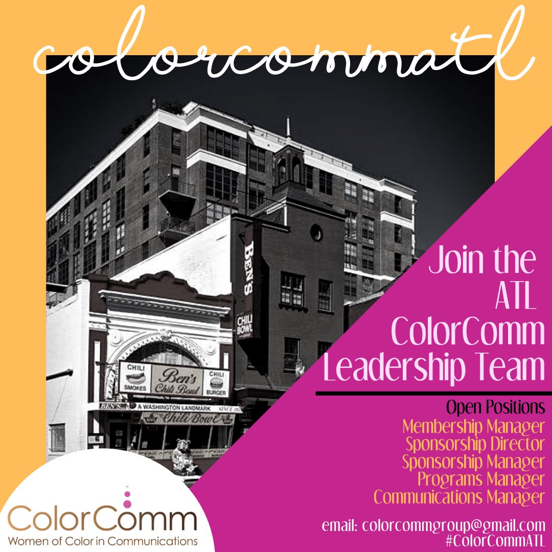 ColorCommntwk's tweet photo. Atlanta is filled with so many creatives, boss women and industry leaders. Join #ColorCommATL to continue to provide local members great programming! https://t.co/7OHpXjSxM4