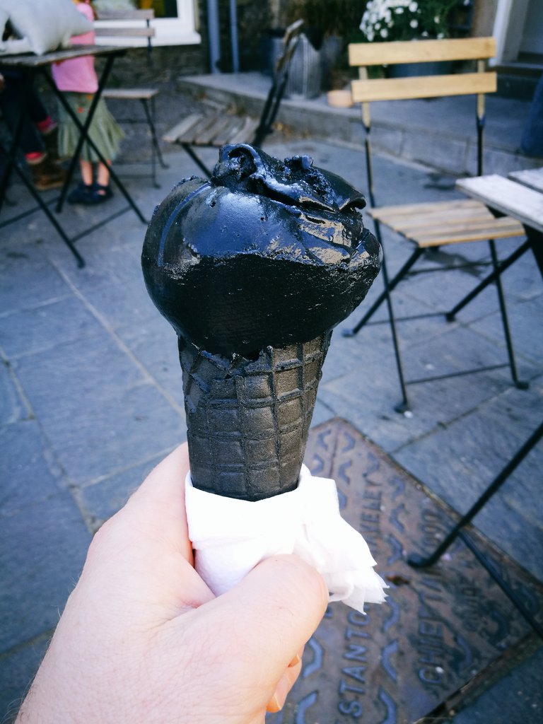 Goth ice cream, from the Little Ice Cream Shop in Hawkshead.