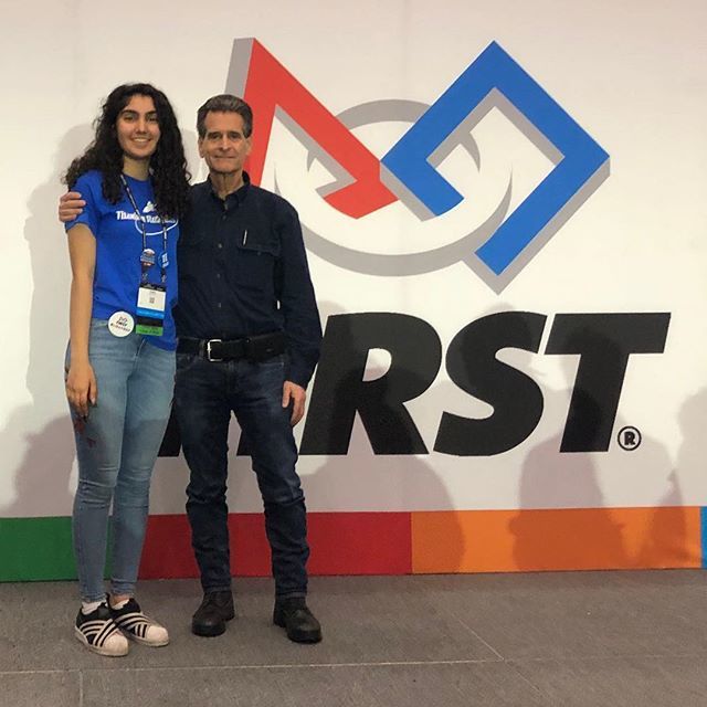 Congrats to our Deans List Finalist, Kimia, who just got to meet @deankamen himself! Let’s all wish her luck at Houston💙
•
#frc1160 #omgrobots #deanslist #deankamen #houston #destinationdeepspace
