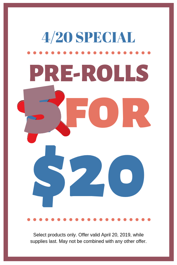ArcticHerbery's tweet photo. Here's another #420Deal: Pre-rolls 5 for $20! (YES. This deal has gotten better since last night. We couldn't resist!) #CountdownTo420 #AK420 Come early before we sell out! https://t.co/u3ohGnp6l1