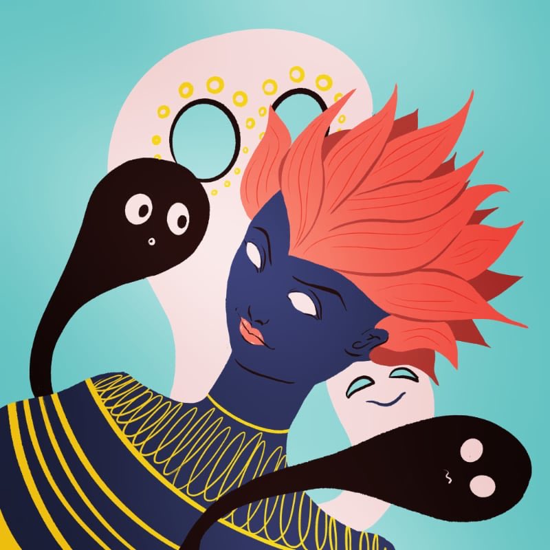 borianag's tweet photo. Who is the imaginary friend of whom? – drew it for this week’s topic of @ifri https://t.co/O7D55btl6e #illustrationfriday #procreate #illustration #art #myrbwip #drawing #creatures #characters #dailysketch #sketch #wip #weirdart #darkart #ArtistOnTwitter https://t.co/5I8kiCoOKZ
