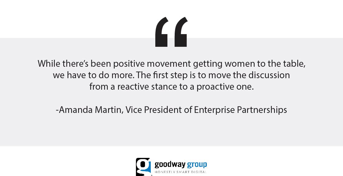 goodwaygroup's tweet photo. "While there’s been positive movement getting women to the table, we have to do more. The first step is to move the discussion from a reactive stance to a proactive one." More on #womenleaders in #adtech from @amandaemartin via @adexchanger. https://t.co/6byyk0i8Of https://t.co/aEXaJOwyuk
