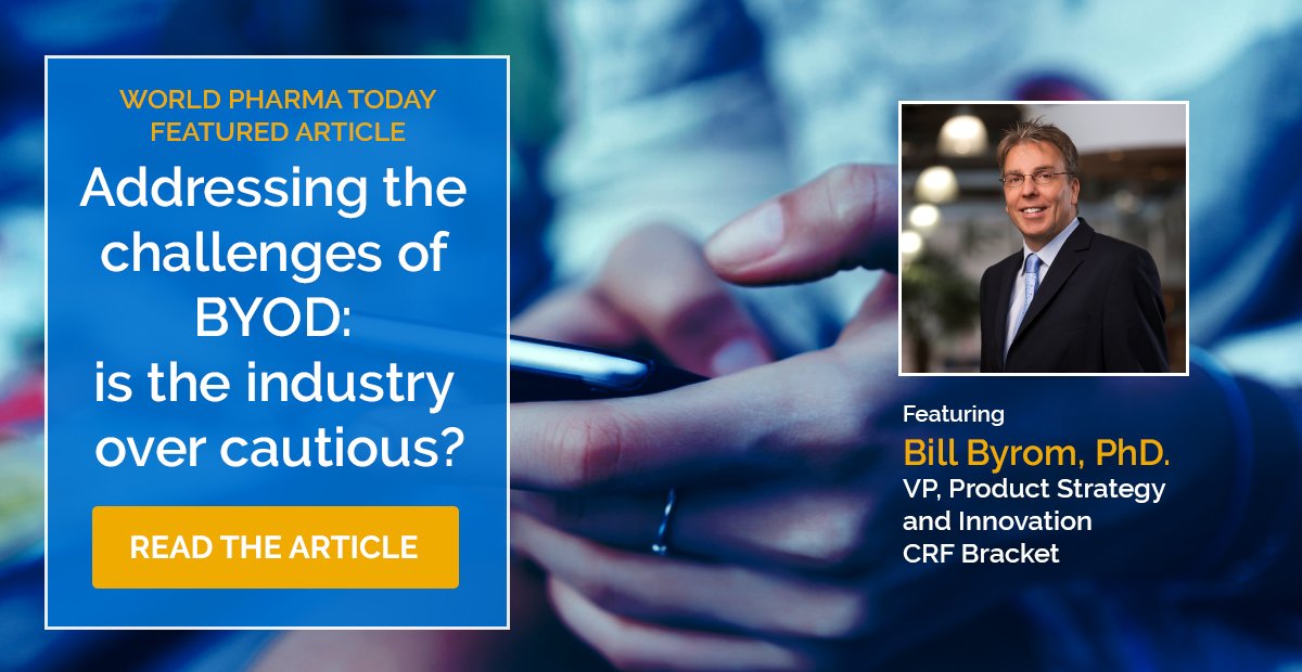Is there a future for BYOD in clinical trials? What should a sponsor consider before using BYOD in eCOA? @billbyrom shares his thoughts in <a href="/worldpharma2day/">World Pharma Today</a>. Click to read more: bit.ly/2Izlz8B