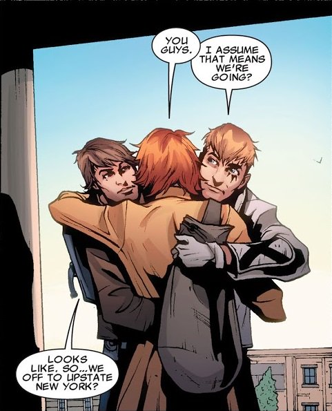 >#236Shatterstar vs. Scattershot>>#238Rahne decides she is going to find her son, Ric and ‘Star go with her.>#242Rahne, Rictor, and Shatterstar find Tier (Rahne’s son).*Polaris discovers the truth about the death of her parents, and Siryn becomes a Goddess to help her.