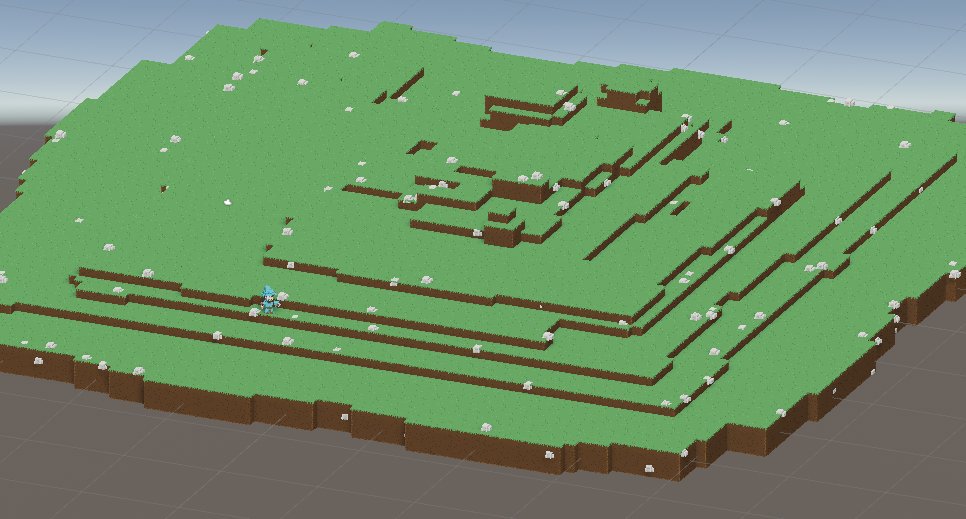 GameDevTravis's tweet image. Added rocks to make the landscape look a bit more interesting. Will have to work on the code to fit better. Zoomed out looks like the land has a disease or something. #voxel #gamedev #indiedev #madewithunity #unity3d