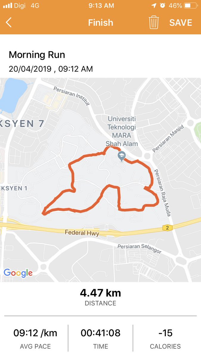EnFz95's tweet photo. Done 5km #2ndevent #bukitjahat #uitmshahalam @twtjogging https://t.co/veX7uathkD
