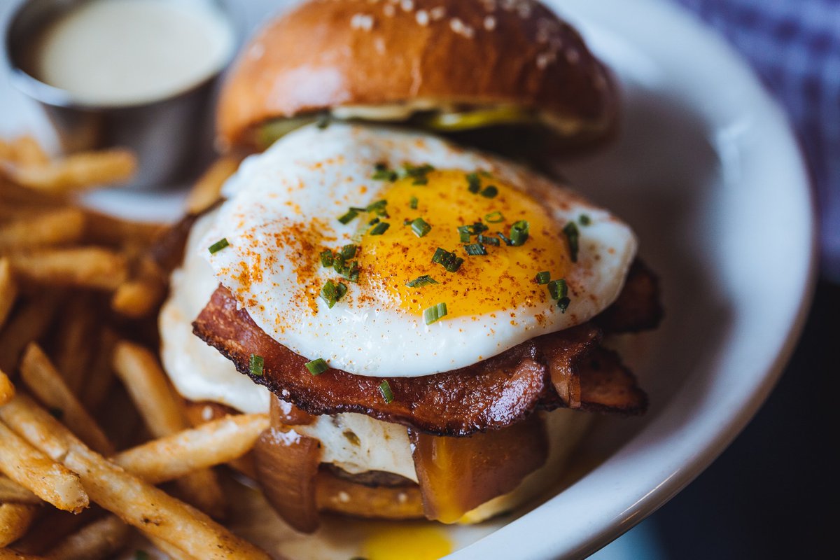 Weekend goals. #theburger #aucheval #putaneggonit #woodfordfb #portlandmaine