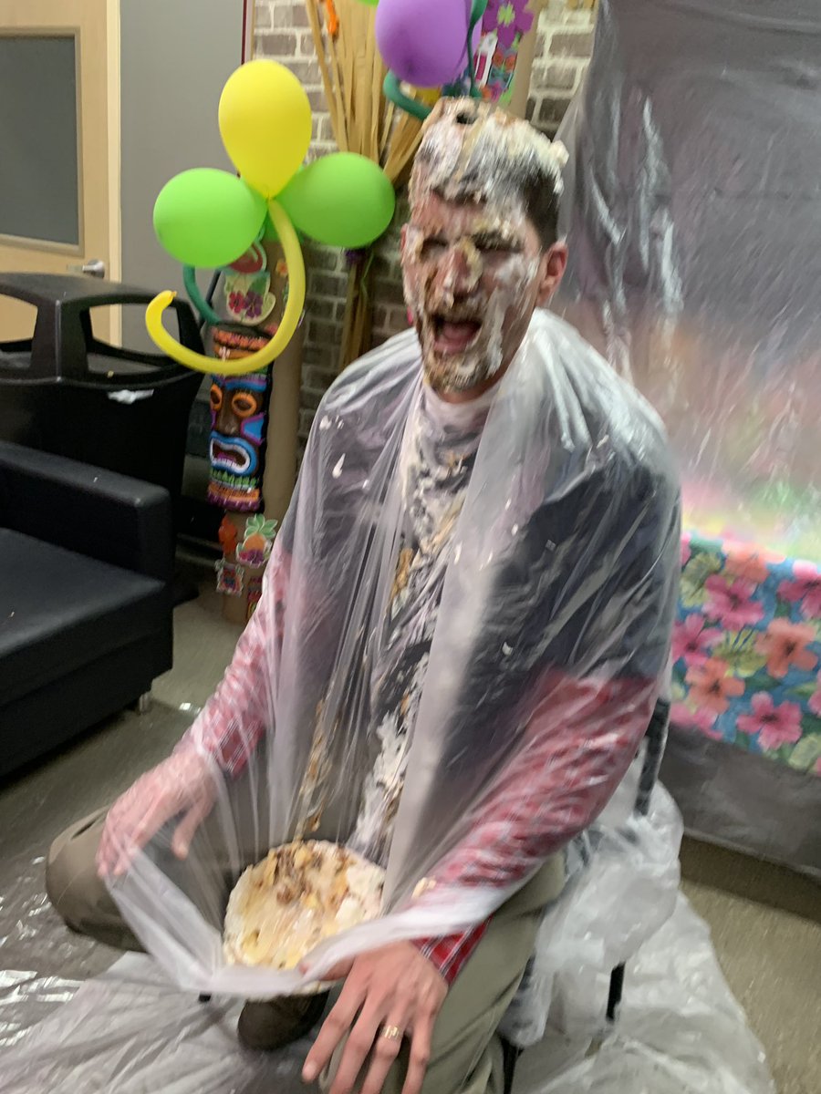2003Asquad's tweet photo. A Lil PIE IN THE FACE @spustelak What a fun day @HomeDepotEast #messysituation @Linville2003 @redwing19y @RICHARDLSEIBER1 @RobD250 #pieintheface #funatwork https://t.co/ZS99uxj9rR
