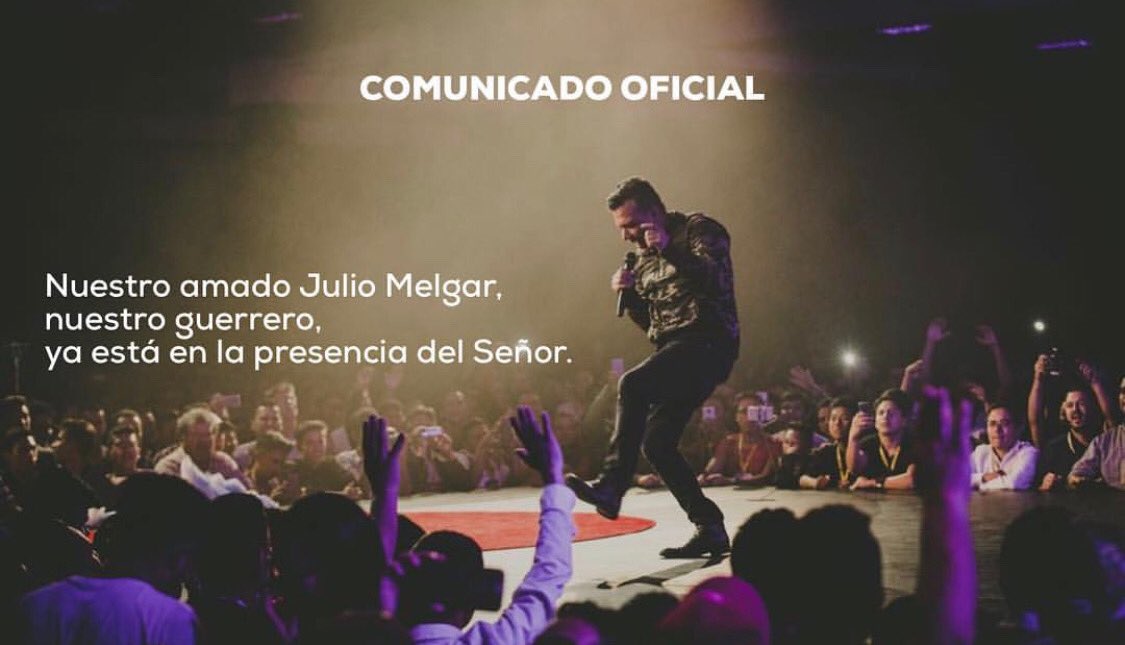 MarcosWitt's tweet photo. Hoy 19 de abril de 2019 a las 2:00 p.m. nuestro valiente y amado @juliomelgaroficial terminó victorioso la buena carrera en esta vida y partió a la presencia del Señor. Continuar leyendo👉🏻 https://t.co/rg0TsvNUqK https://t.co/ExyoYdE4dG