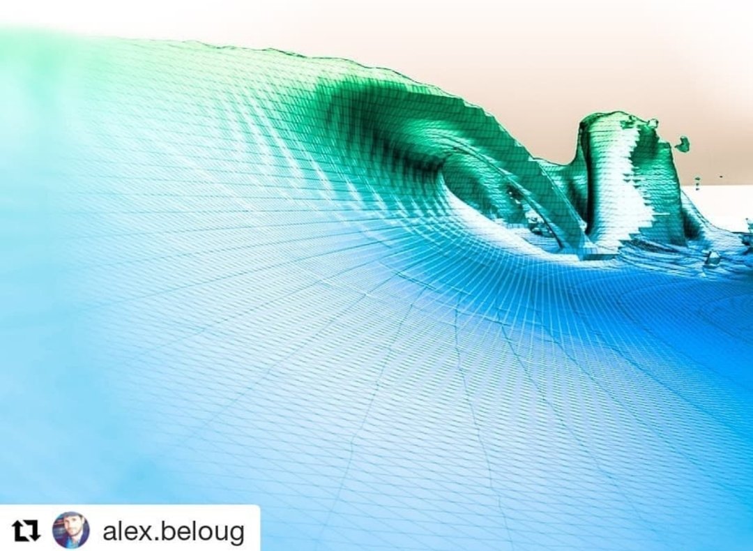 instagram.com/alex.beloug
・・・ 
Surf Ranch type wave. Computer simulation used for wave design, and how to get data without getting wrecked by the wave.🤙🌊 
- 
Computer simulations &amp; image: Alex Poirot, instagram.com/alex.beloug