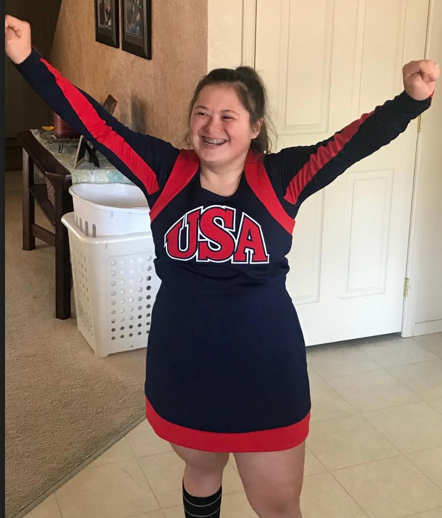 MeadHS's tweet photo. Kylee Mendez competes on a special needs competitive cheer team, and her team has been chosen to represent USA as part of the US National Team.  They are competing internationally at the ICU World Championships later this month.  https://t.co/HM47OxRWE1 .   #StVrainStorm https://t.co/4OJwXVDJyy