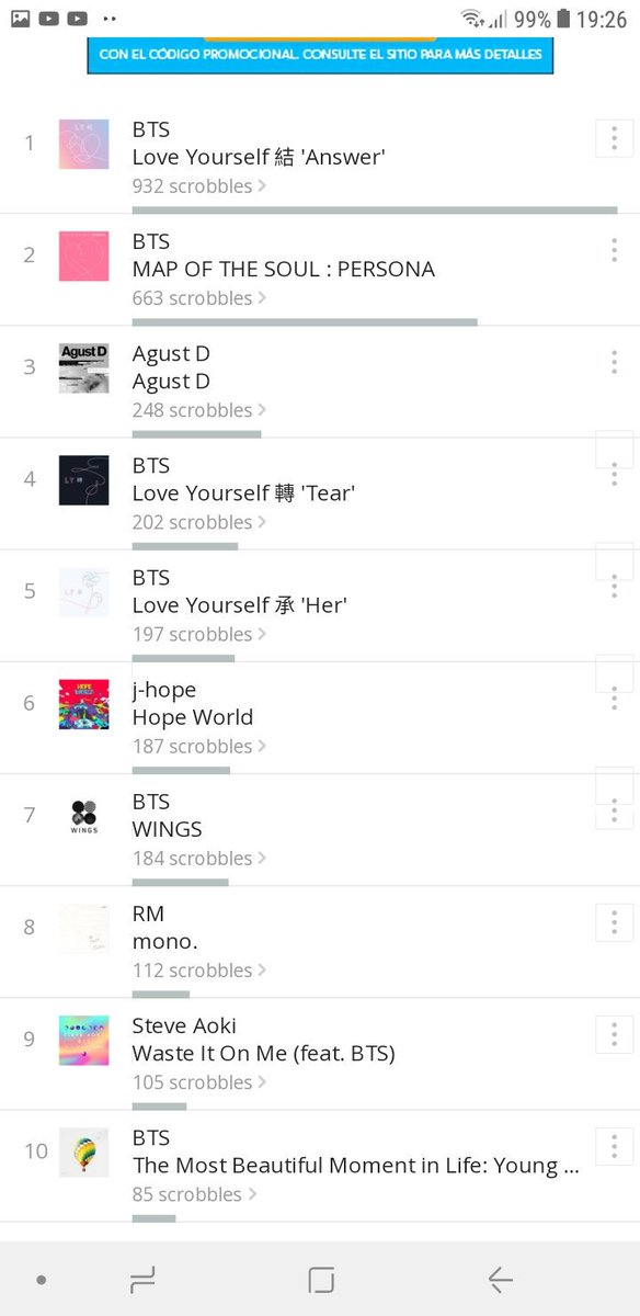 Yoongxbabe's tweet photo. @ddaeng_team @BTS_twt Scrobbles, artistas y albumes 
@BTS_twt https://t.co/3lwZTPId79