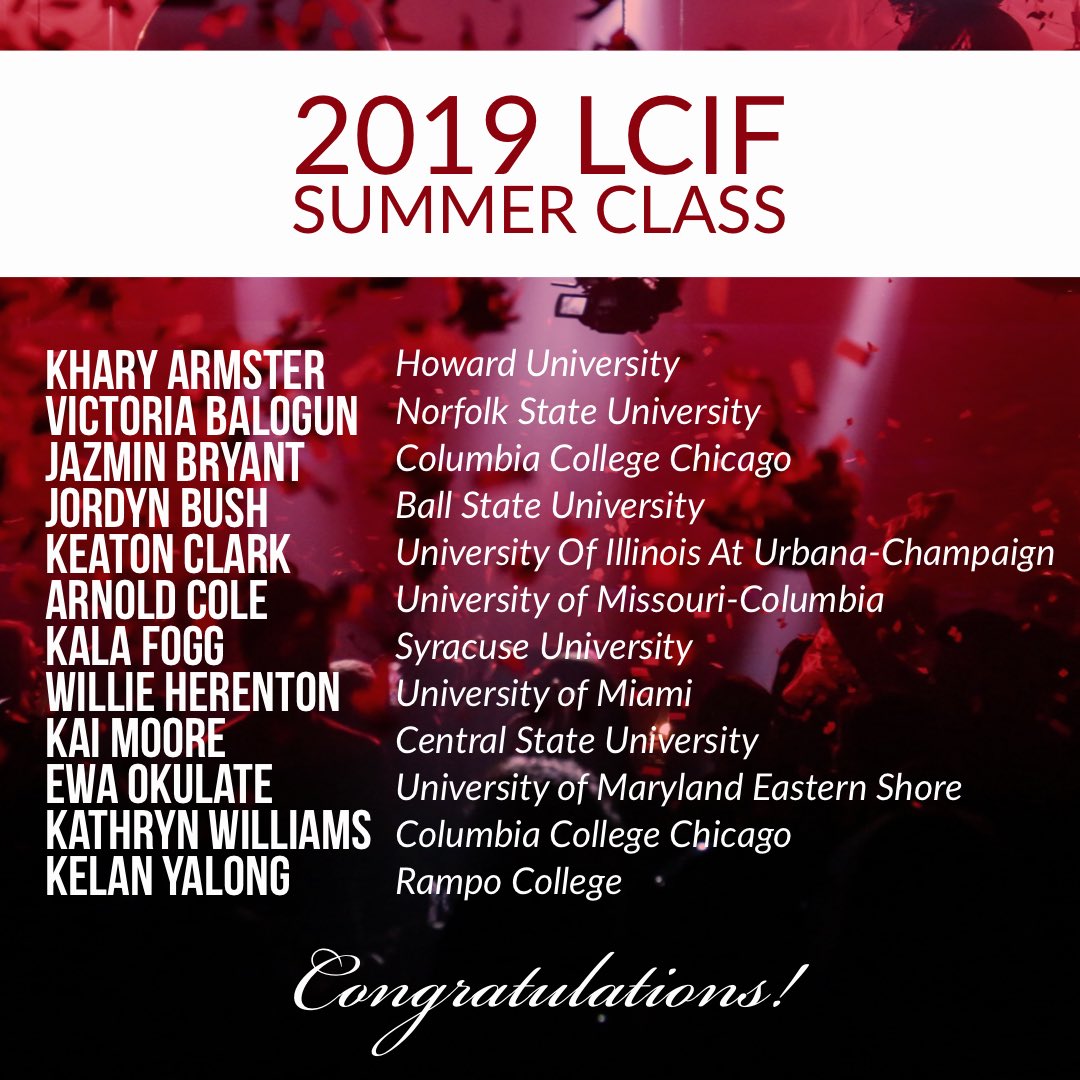 LouisCarrIntern's tweet photo. Join me in congratulating the 2019 LCIF Interns! We are proud to have them aboard.🙌🏾 

#LCIF #Congratulations #Internship #Louiscarr #Minority #Chicago #Newyork #Motivation  #Inspiration #summerInternship https://t.co/Tt6lALDNHo
