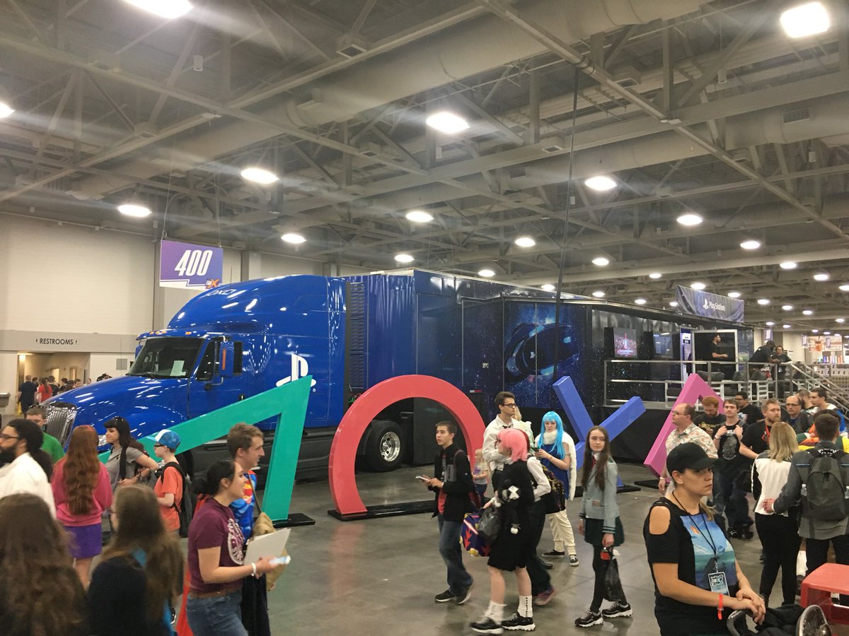 Have we mentioned there is a giant semi truck on the vendor floor full of PlayStation games you can play? #FanXspring19 #vendor #vendors #vendorhall #handmade #art #cosplay #comics #cosplayer #cosplayers #comic #art #comicbooks #utah #saltlakecomicconvention #nerd #geek