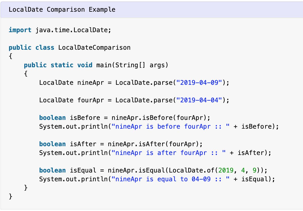 Java on Twitter: Date Time Tutorial: Compare LocalDate #Java https://t.co/DqhPJci8NT https://t.co/OU8eqUmGPT" / Twitter