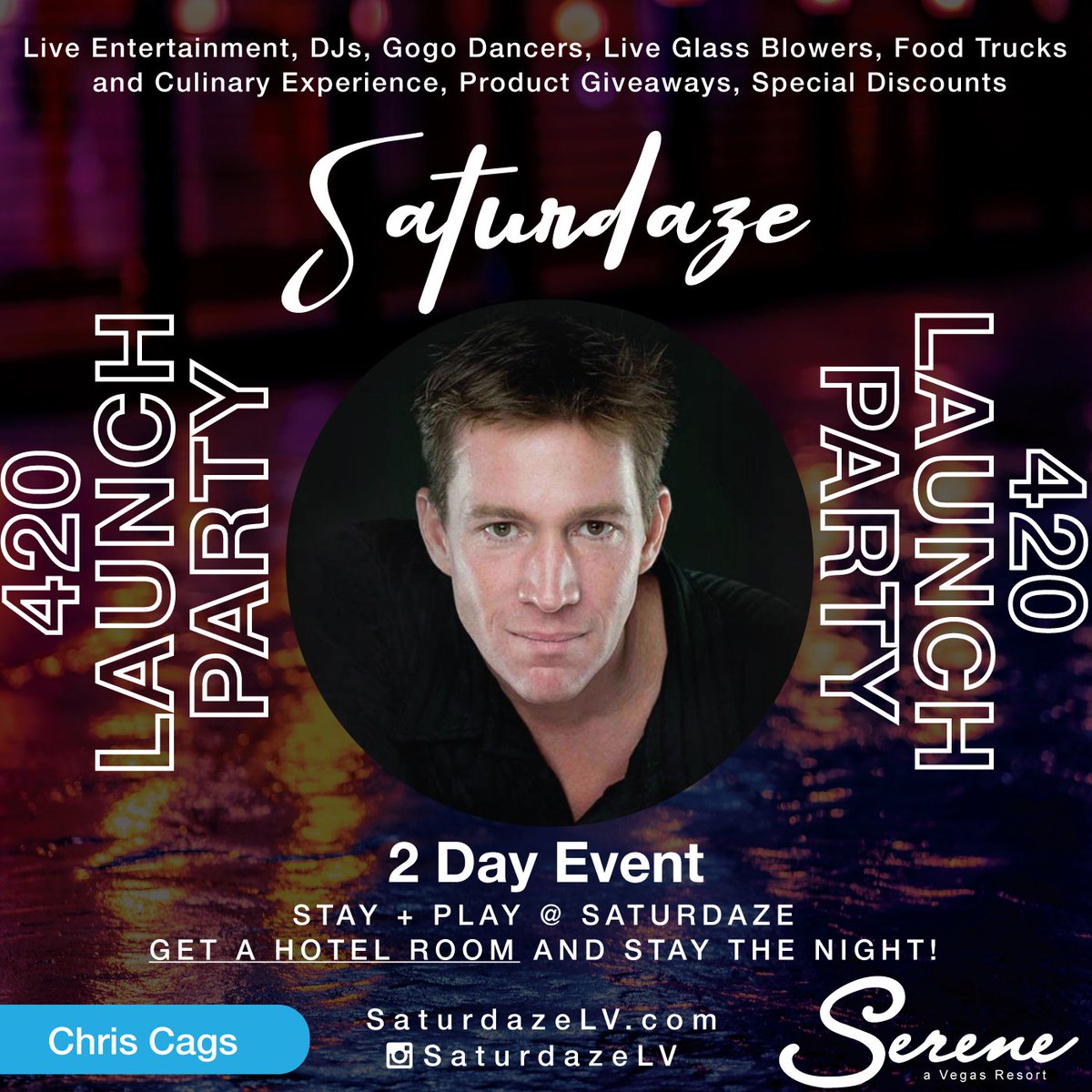 SATURDAZE 420 Official Launch Party main stage: DJ CHRIS CRAGS - Come join us as we celebrate our favorite holiday with the longest lasting 420 party in the history of Vegas! #saturdazevegas #marijuana #whathappensinvegas #djchriscrags #SaturDazeLV