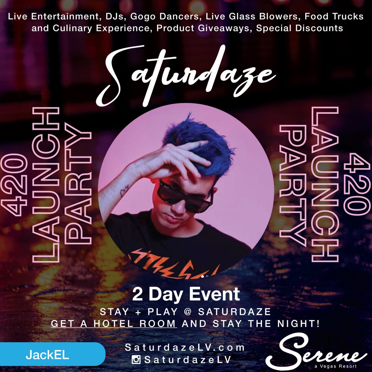 JackEL Live at SATURDAZE! Native to Edmonton, AB Canada, JackEL has been turning heads with his music since the very young age of 14 with an energetic blend of hard dance &amp; EDM. #saturdaze420 #vegas #cannabiscommunity #maryjams #jackel #SaturDazeLV