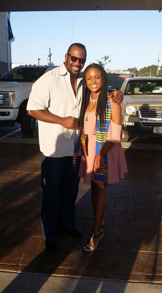 RealStevieRay's tweet photo. Me and my daughter Alana hanging out after her reception on graduation day from Sam Houston State University in 2017. https://t.co/rKYTuv6omX