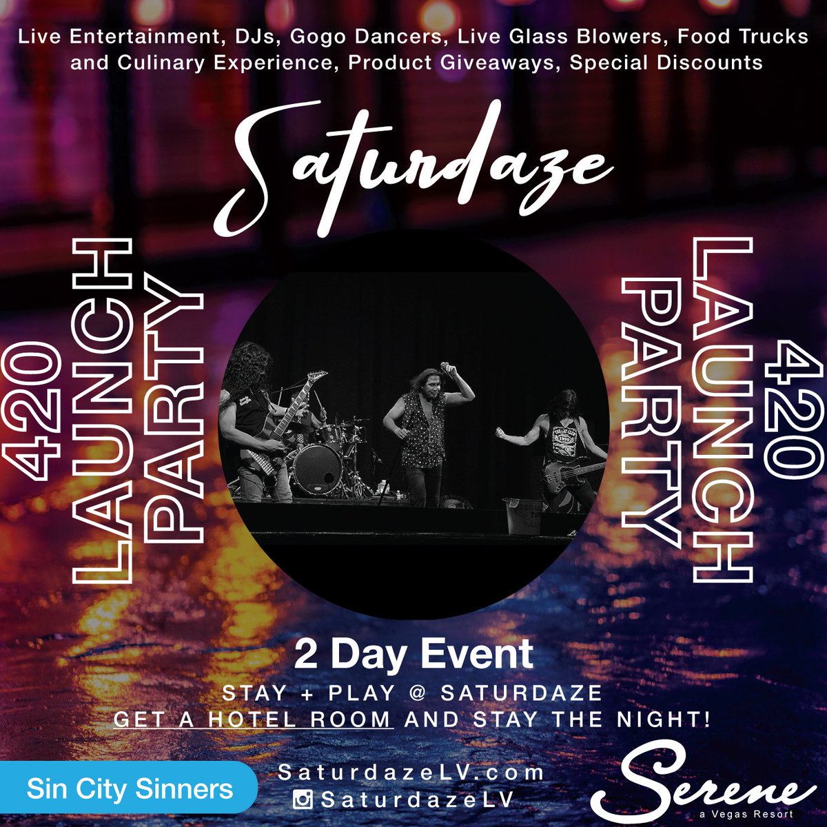 Coming to the main stage at Saturdaze -Sin City Sinners All Stars feat. Kelly Christian, Oz Fox, Scotty Griffin, Chas Stumbo. For 12 years Sin City Sinners #AllStars have been Las Vegas’ #1 brand for real Rock n Roll! Don't miss them tomorrow!#sincitysinners <a href="/pojunis/">Brett H. Pojunis</a> @SaturDazeLV