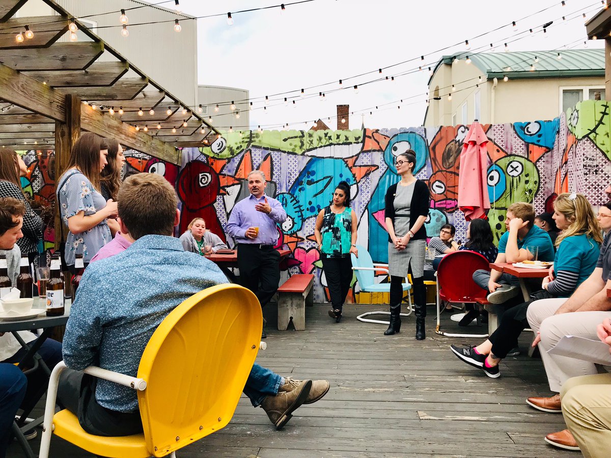NSweeneyDPT's tweet photo. The 1st Cleveland Advocacy Pub Night* was a success! Thank you to @scott_ohpt , our panel - @AnthonyDiFilipp @sanaz_armand and Taylor Augustine - and everyone who came out to talk #PTadvocacy !

* #APTANAD #StartTheConversation https://t.co/Sk23SBAMla