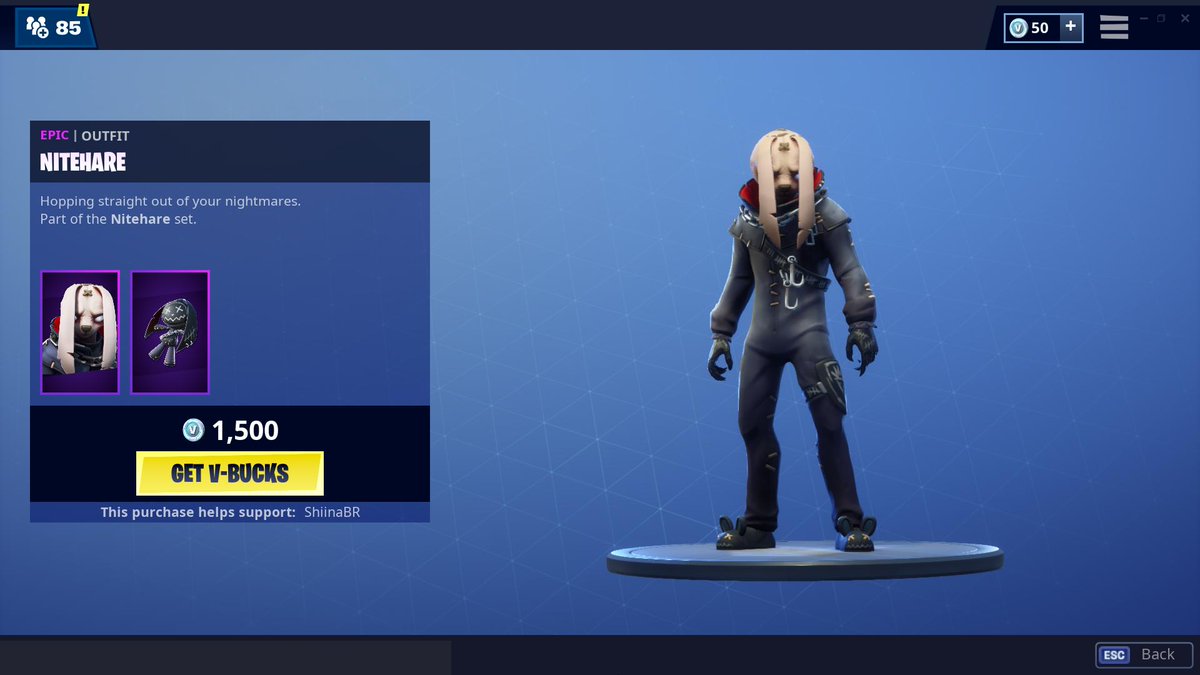 shiinabr fortnite leaks v twitter new nitehare skin use code shiinabr if you want to support me - fortnite nitehare skin