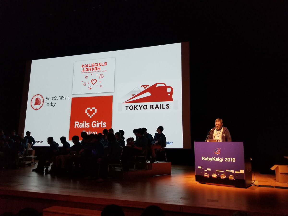 davidstosik's tweet photo. Cookpad is a #RubyKaigi2019 sponsor. @tapster introduces Cookpad before the "Committers vs The World" session and adds a twist to our mission. Very proud to be working at @cookpad_dev! https://t.co/PIHlbQwTm5