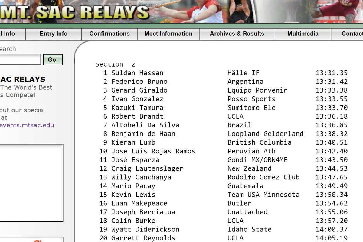 CoachLN's tweet photo. Sweden All-Time-5000m revised last night when @SuldanHassan1 won #MtSACRelays in 13:31.35 surpassing legendary Mäster Kent &amp; @MustafaMusse79 https://t.co/luigCMXe5E