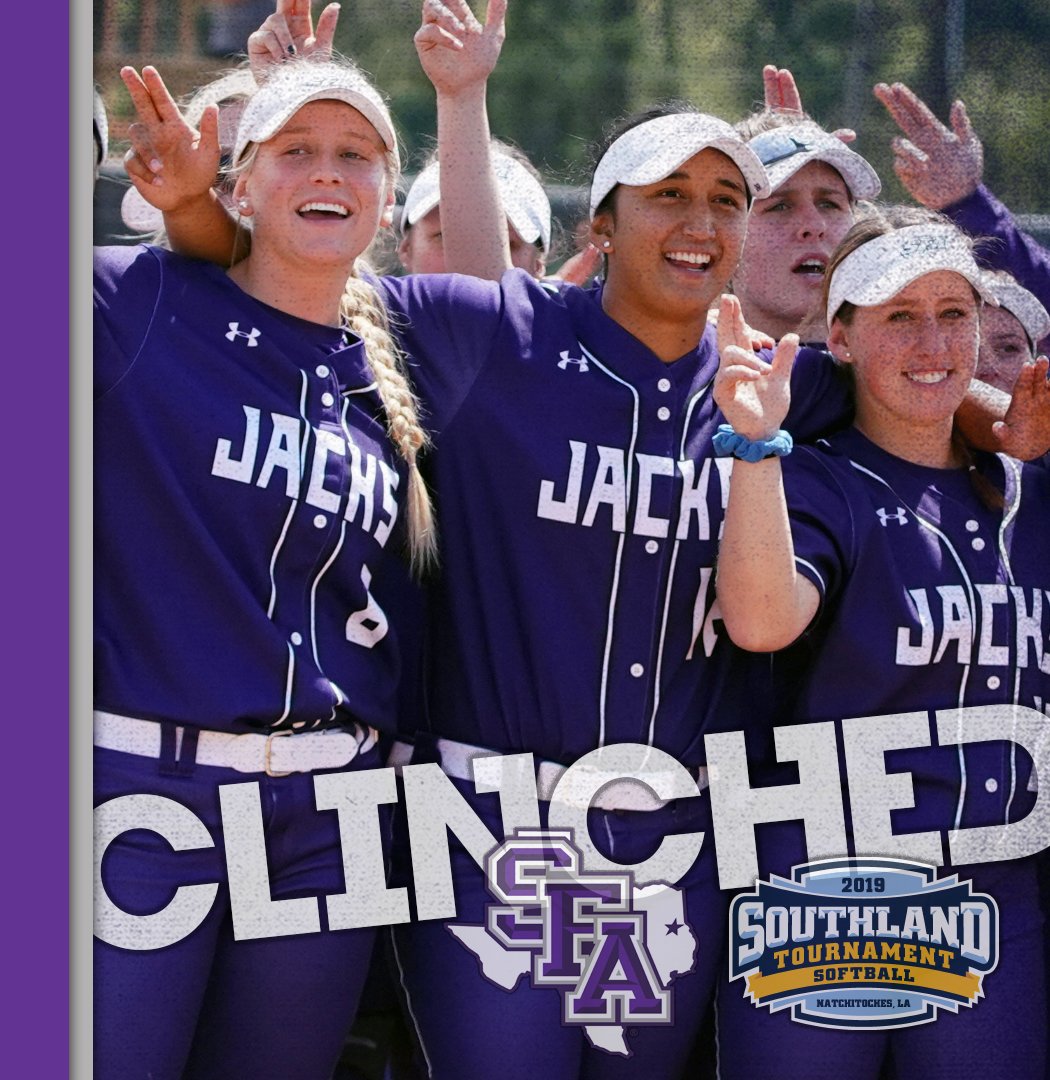 SouthlandSports's tweet photo. SB: After two wins today over ACU, @SFA_Softball has CLINCHED a spot in the 2019 Southland Conference Softball Tournament. The Ladyjacks were led by Margarita Corona who registered 3 runs on 4 hits and a home run. #SouthlandStrong

Tournament Central: https://t.co/QRqjKqVkDL https://t.co/VOERhGP8EF
