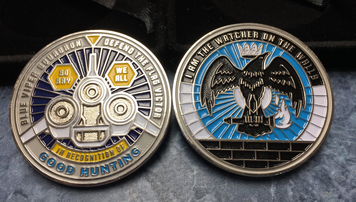 AndrewBohman's tweet photo. Just got home from Sans BlueTeam Summit and SEC511 training. Here is a picture of my spoils, two challenge coins. One from NetWars defense and the other from my class. Our team pull it off near last minute with a high 400s score out of 511. https://t.co/121FZtzfra