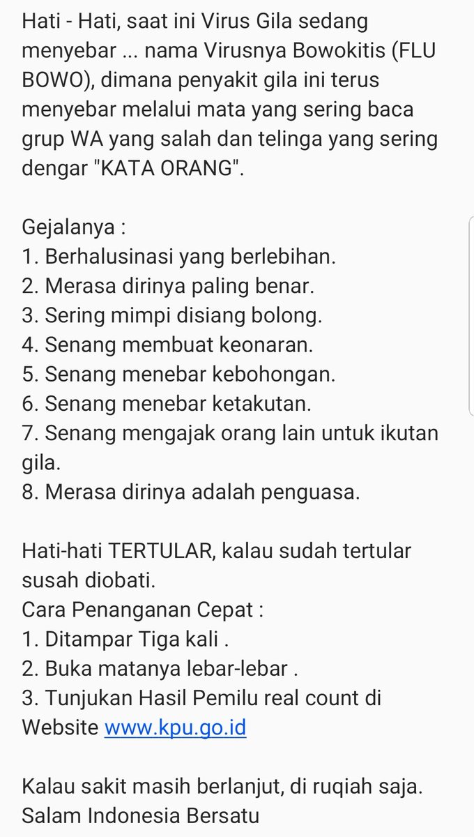 bangbenua's tweet photo. Hati-hati Virus Baru menyerang Indonesia ... #flubowo #03PersatuanIndonesia #01JokowiAminSudahMenang https://t.co/9kHnY90lbB