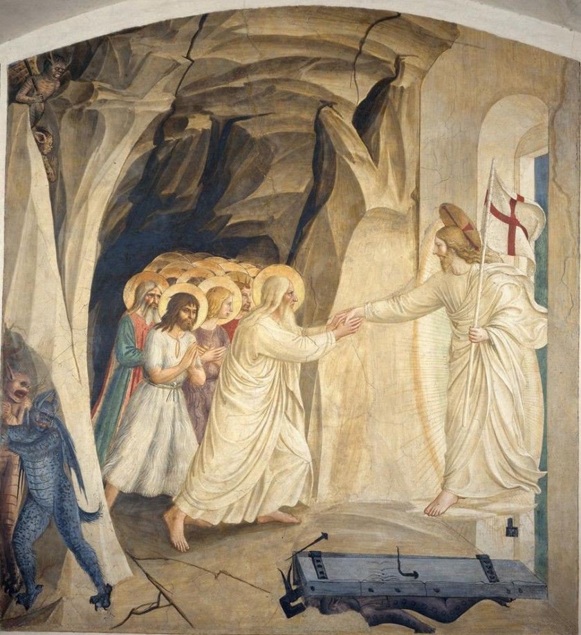 Christian8Pics's tweet image. Today is Holy Saturday, the day that Jesus descended to the dead and freed all the righteous who died before Him so that they could enter into heaven.
The Harrowing of Hell by Fra Angelico.