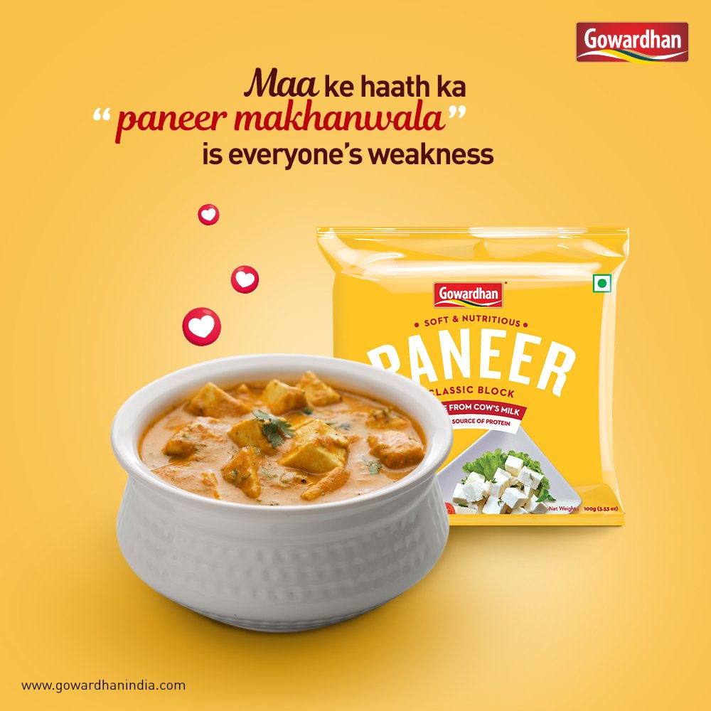Gowardhan_IN's tweet image. Gowardhan paneer makes for a great Paneer Makhanwala. Have you tried it yet?
#Gowardhan #PaneerMakhanwala #Paneer #protein #paneerlove #tasty #yummy #delicious #indiandish