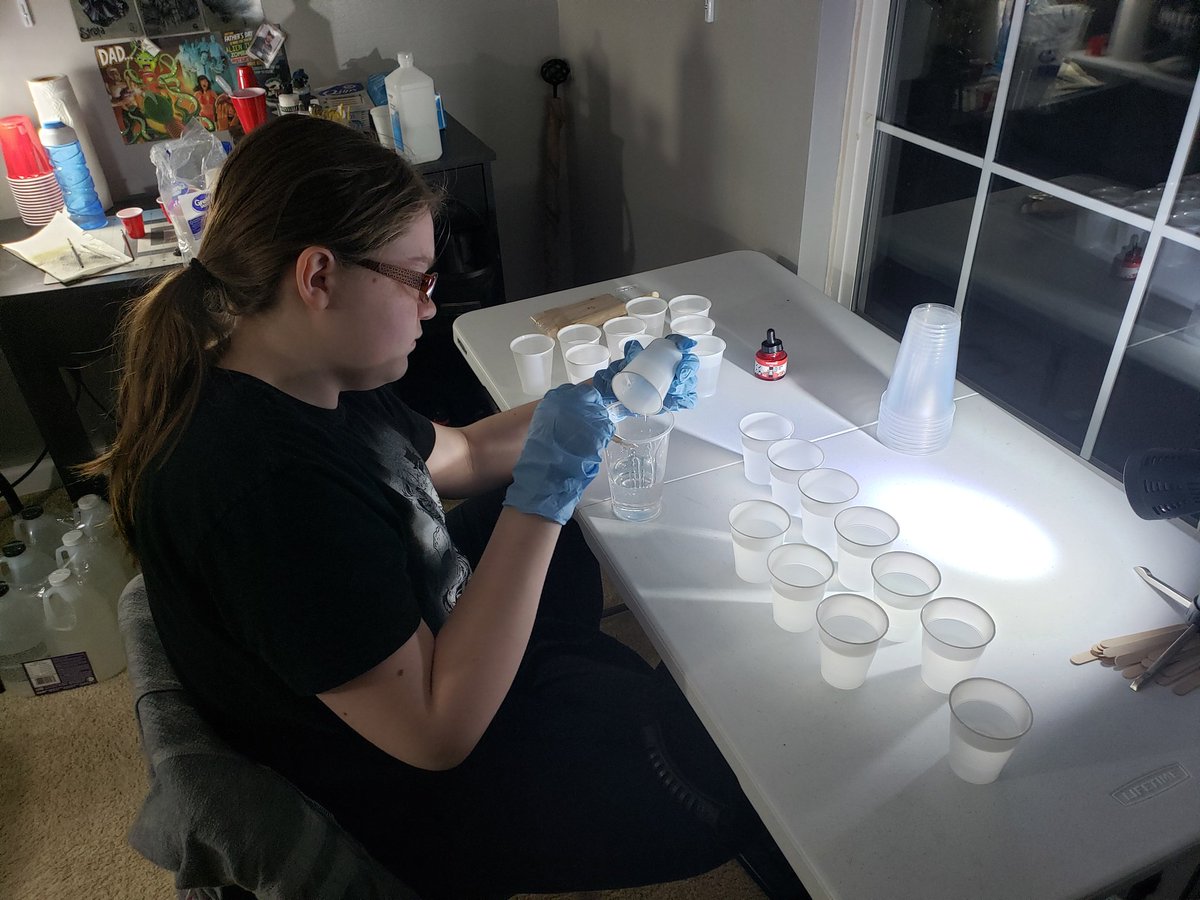 DModdities's tweet image. Putting in the work! All the red potions are being made this weekend. Dice are expected from the manufacturer by the end of the month or early May... we are on schedule and working hard!