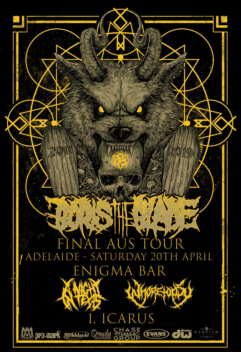 iicarusofficial's tweet photo. @boristheblademusic (FINAL AUS TOUR)
@anightintexas 
@whoretopsy 
Enigma bar: 8pm

Come down early, we've got one hell of a set to show off
Tickets still available at Moshtix!
#metal #metalcore #music #bands #tourposter #tour #finalshow #gig #livemusic #banger #deathcore #djent https://t.co/ICpXUIzgmD