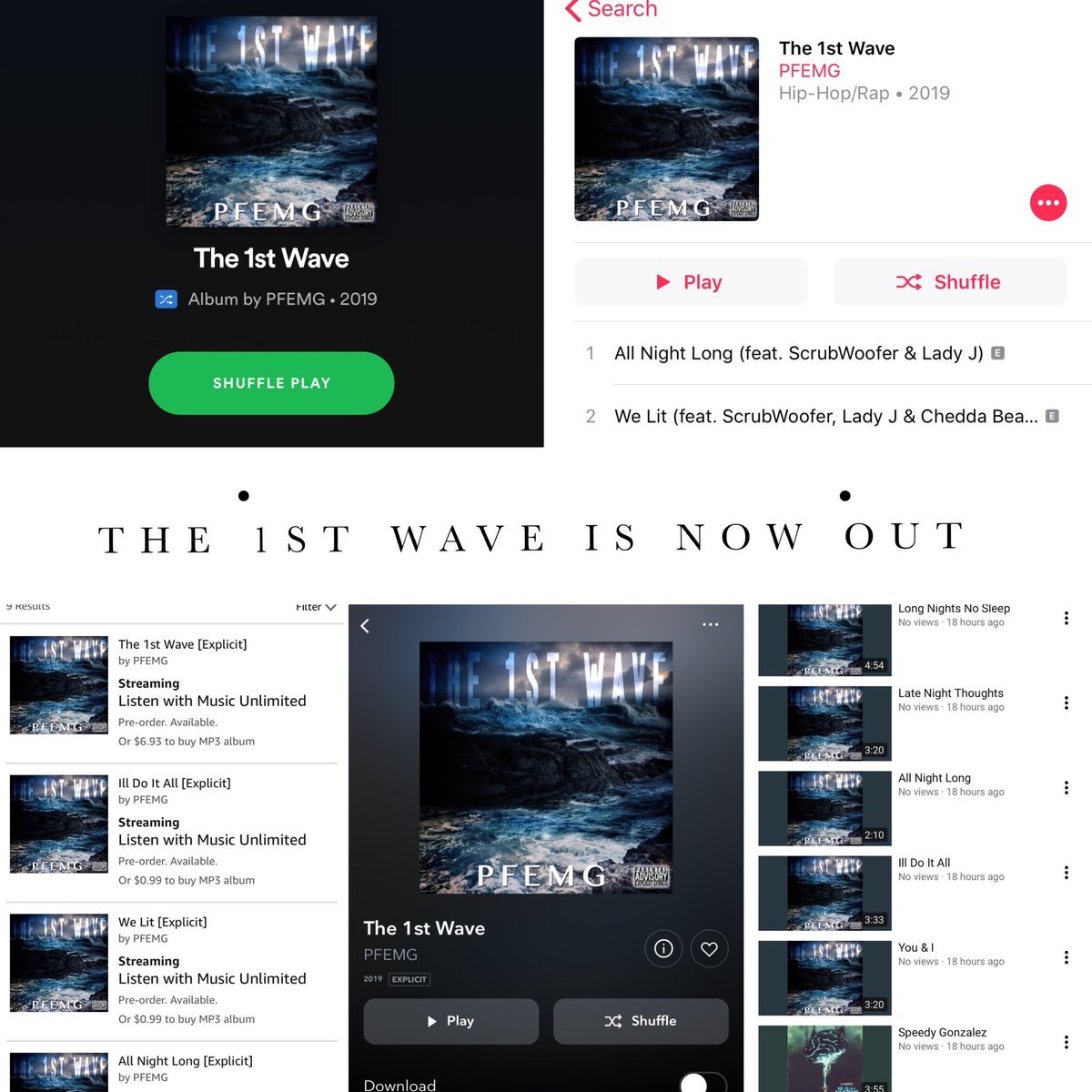 The 1st Wave PFEMG Is now out on all major platforms. There’s no excuse. Get to downloading. #musicoutnow #musicoutnowalldigitaloutlets #musicoutnowisfire #musicoutnowon #music #downloadnow #album #mixtape #youtube #spotify #tidal #amazonmusic #googleplaymusic #iheardradio