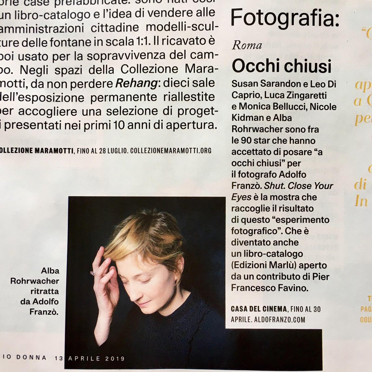 MarluGioielli's tweet photo. Shut close your eyes A occhi chiusi su Io Donna
Un libro è sempre attuale. La scelta Marlù di pubblicare nelle sue edizioni 90 foto di movie star, riprese a occhi chiusi da @AdoFRANZO  arriva anche sulle pagine del magazine femminile di @repubblica  @FabbriMarta1 #marlugioielli https://t.co/r4xFQNy4tT