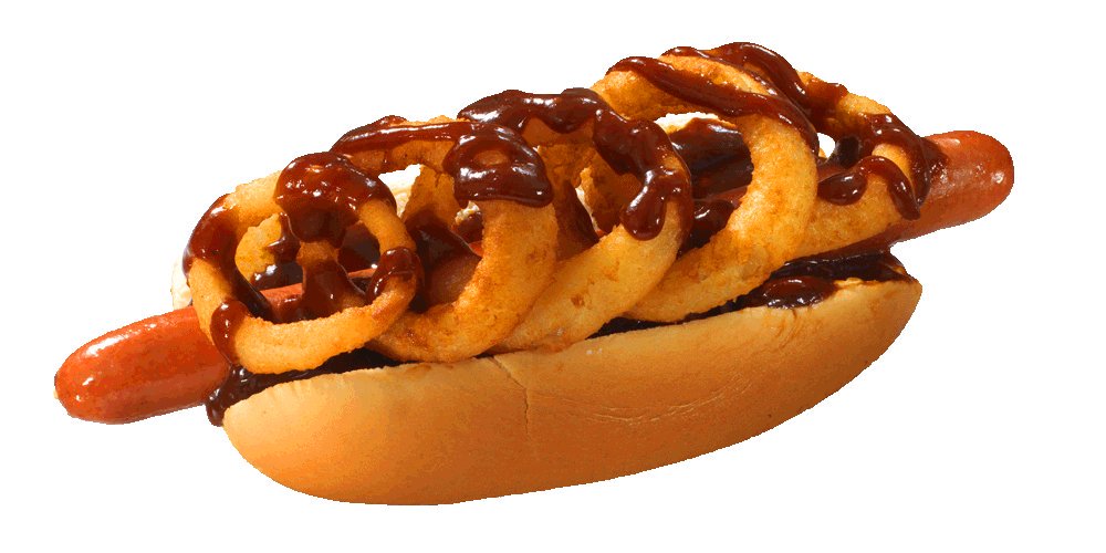 Our Lord of the Rings Dog.  What do you think? #OnionRings #LordOfTheRingDog #BBQSauce #PinksHotDogs