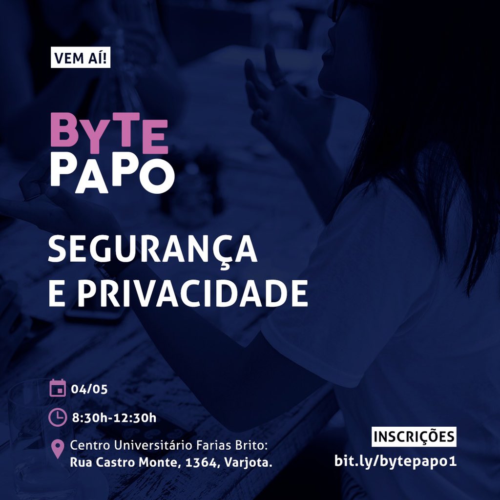Você tá sabendo que quem compra ingresso para o Byte Papo Segurança e Privacidade já leva 5% de desconto no ingresso do nosso evento Byte Girl Black?! Não! Pois garanta já o seu, última vagas.