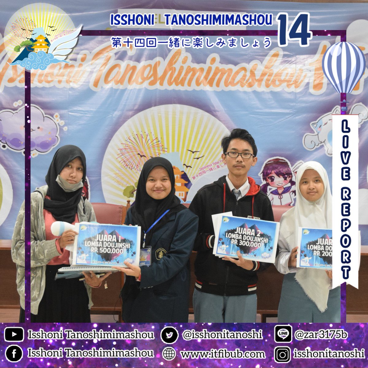 IsshoniTanoshi's tweet image. Sekali lagi selamat minna😊
.
#LiveReportIT14 #ITFIBUB #IT14
#UniversitasBrawijaya
#EventMalang
#JapaneseFestival