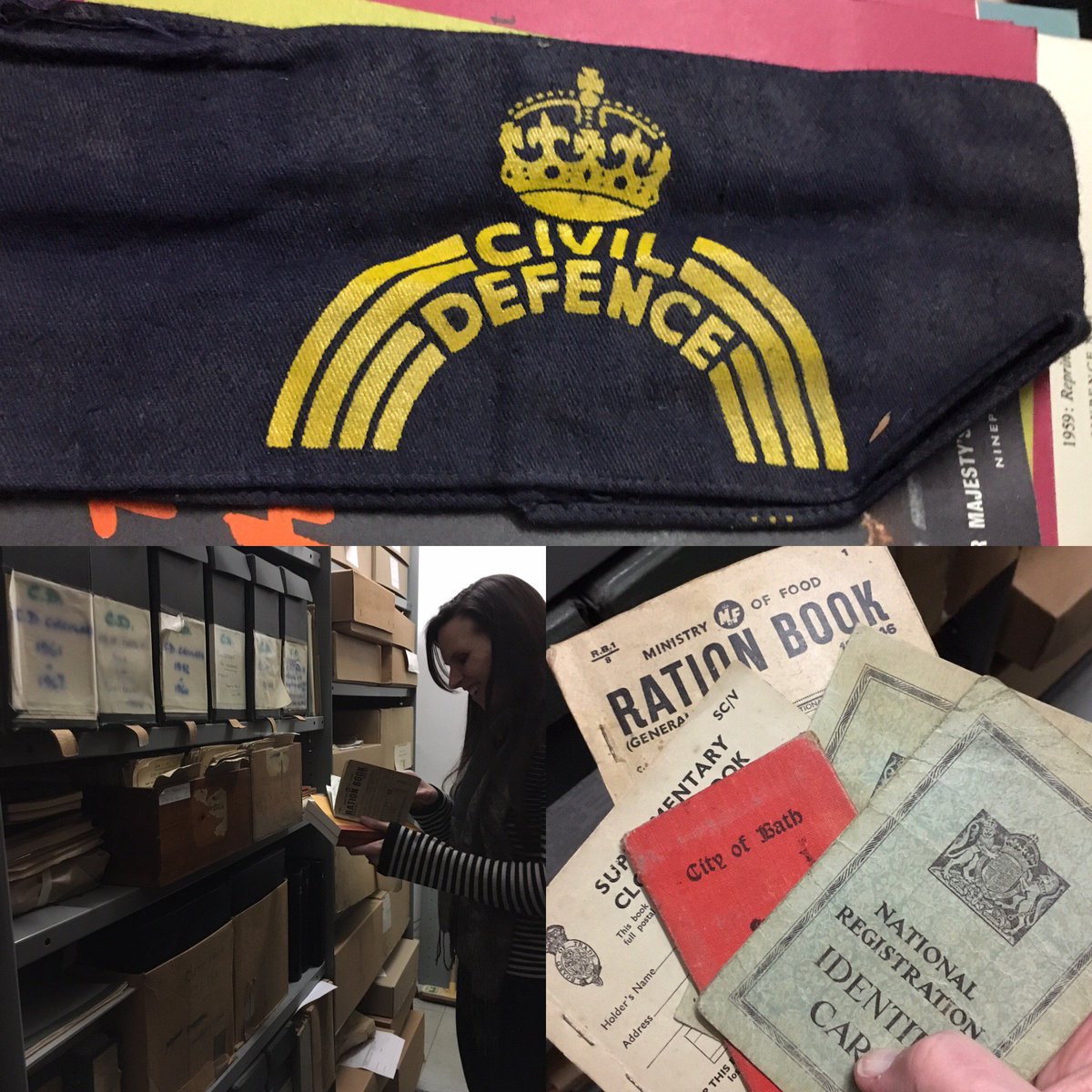 bathnesBRO's tweet image. #Archive30 #acollection I recently introduced Hannah to one of our uncatalogued less well-known collections of the Air Raid Warden and Civil Defence Forces - she got a little distracted by some of the books and artefacts.