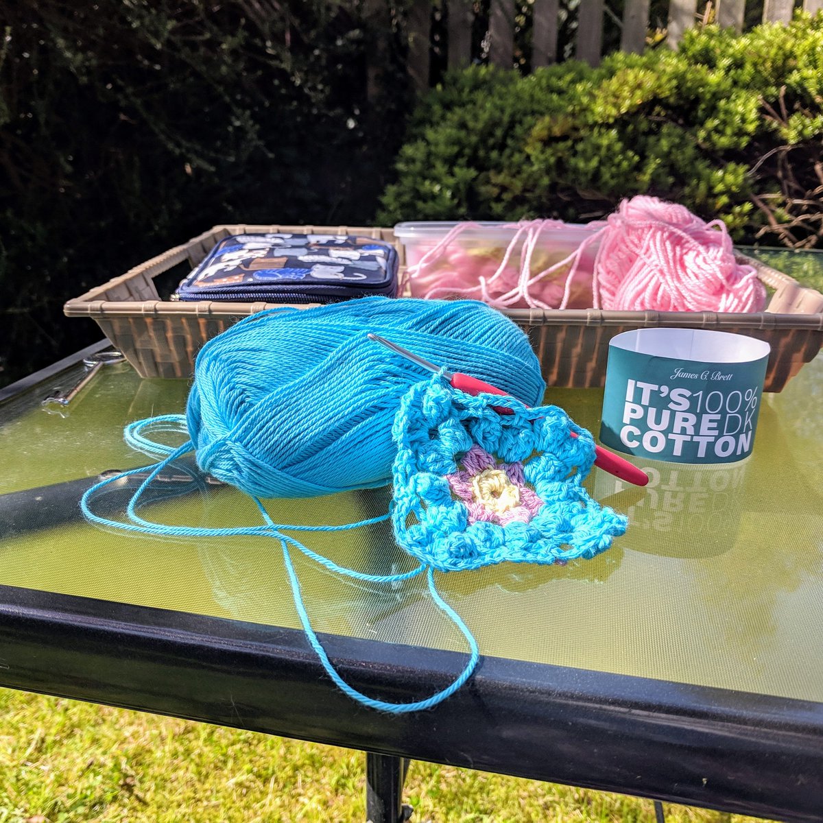 This is the life, crocheting in the sunshine #crochet #jamescbrett