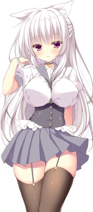 下半身が緩そうな猫耳白髪お嬢 